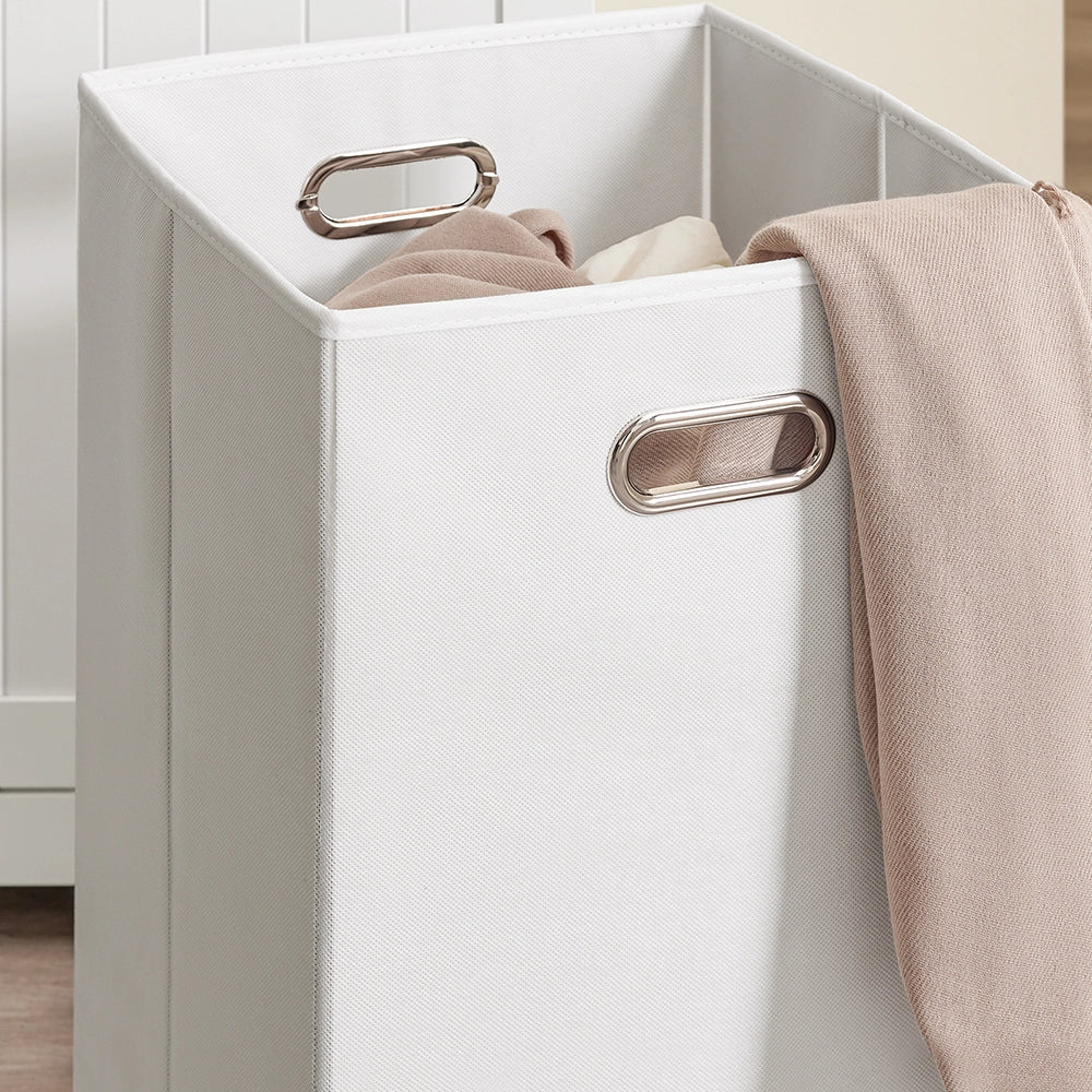 SoBuy Mobile Bagno Salvaspazio con 2 Cesti Portabiancheria e 2 Cassetti Colonna Bagno Stretta 78x38x181cm Armadietto con Ripiano Aperto e Vano per Famiglie e Piccoli Spazi BZR215-W