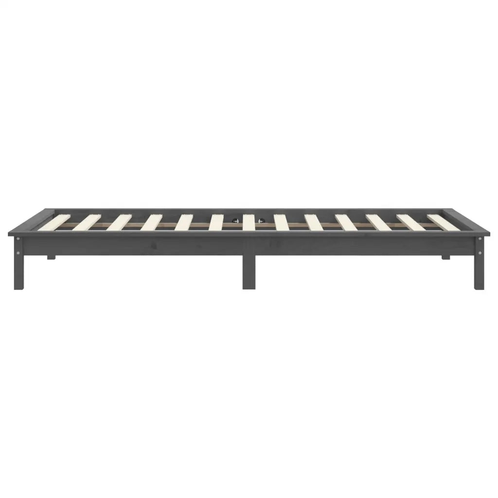 Giroletto-Struttura Letto Grigio 90x190 cm Single in Legno Massello di Pino
