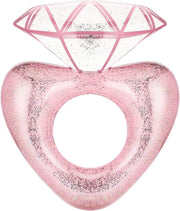 Ring Opblaasbare con Diamanti Glinsteranti per Bambini e Adulti, Float per Piscina in PVC Duro