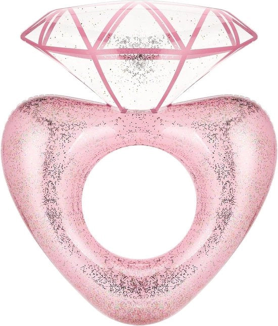Ring Opblaasbare con Diamanti Glinsteranti per Bambini e Adulti, Float per Piscina in PVC Duro