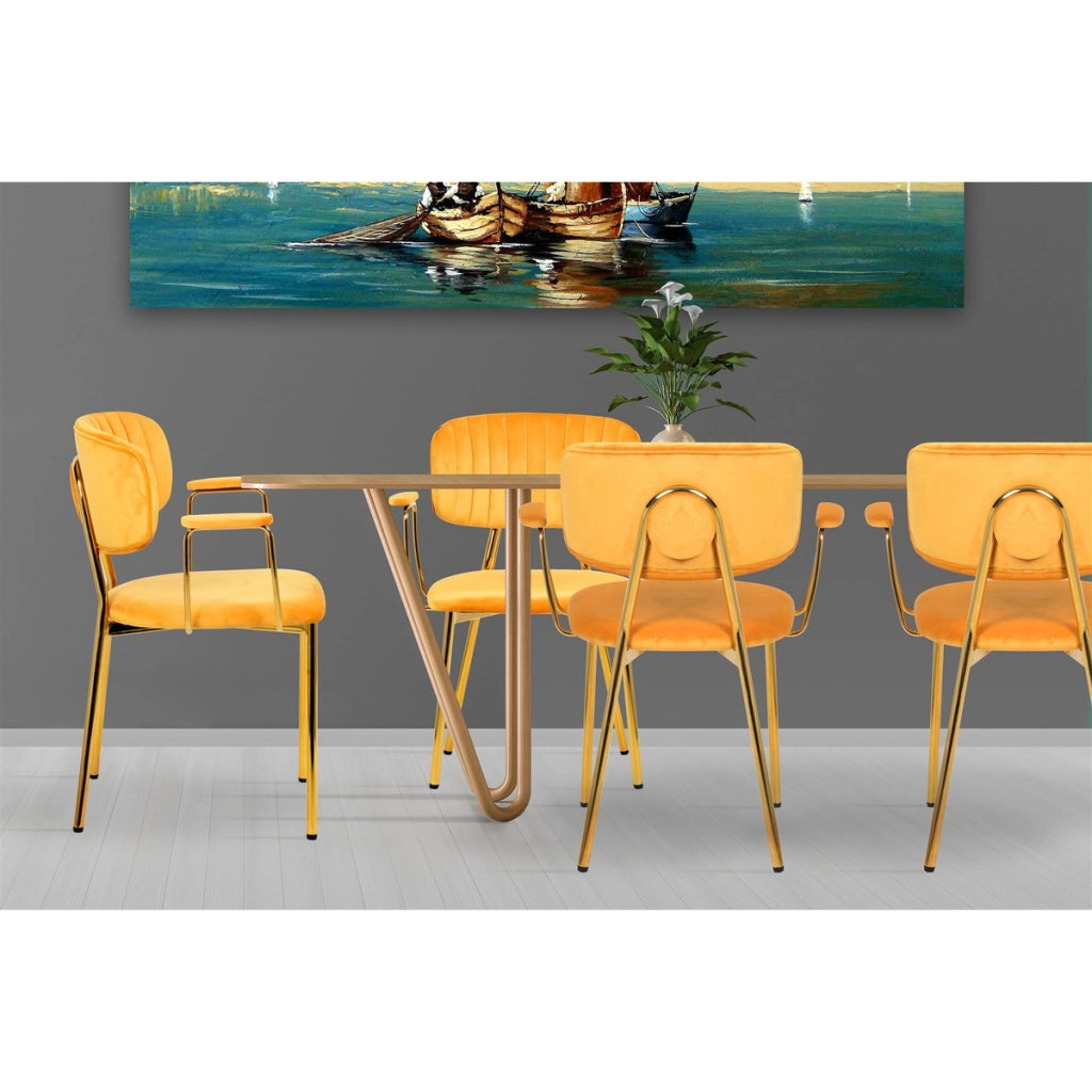Set di 2 Sedie Kian 200 in Velluto Arancione