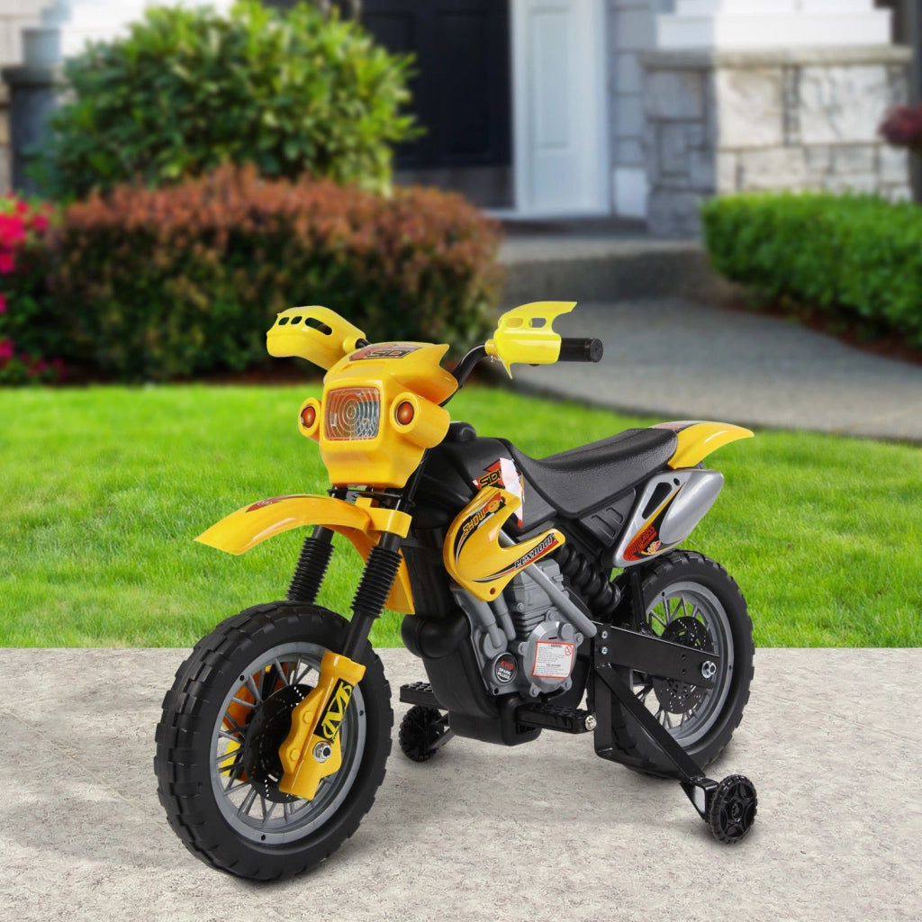 Moto Elettrica per Bambini con Rotelle ¨C zephmum ¨C 102x53x66cm Giallo