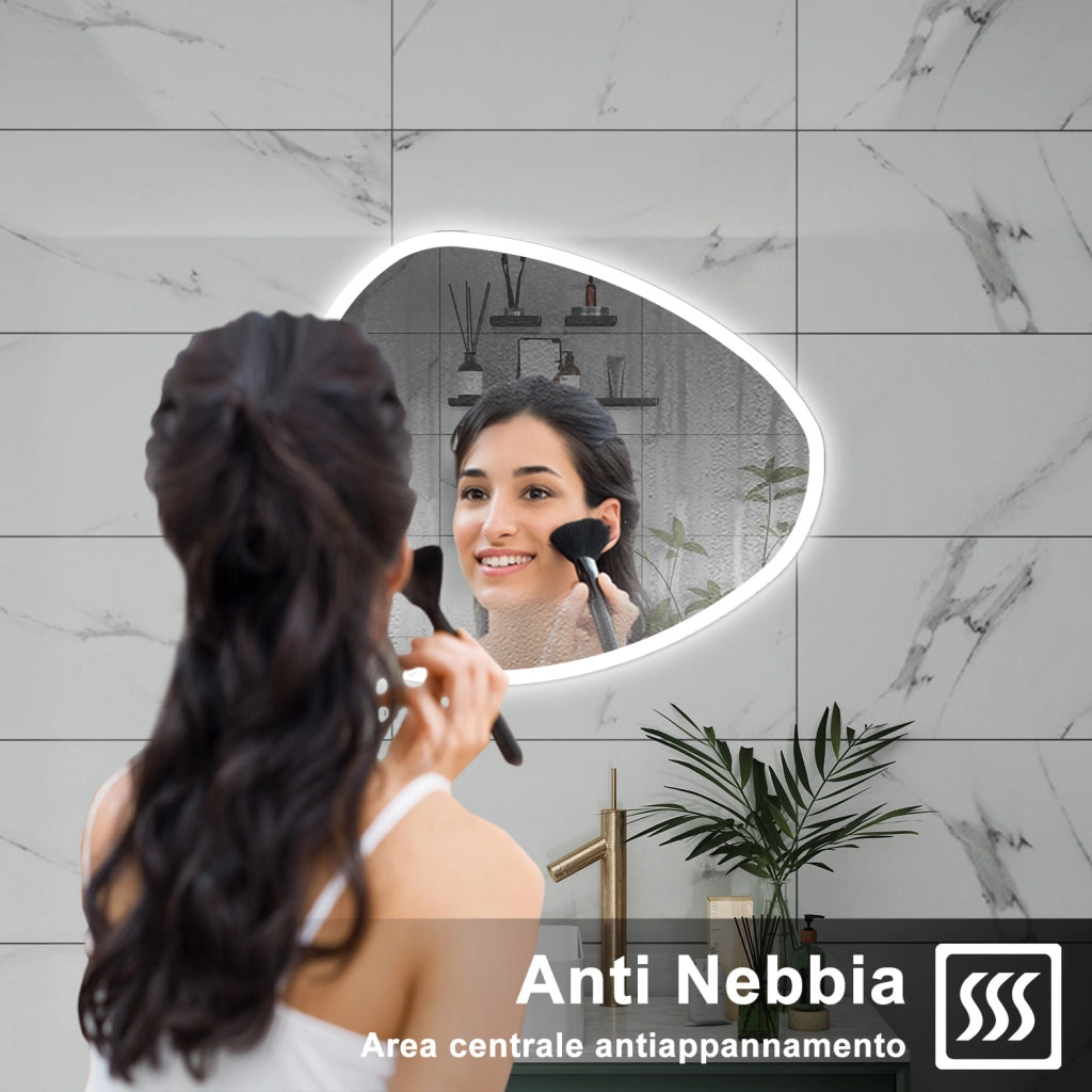 AICA Specchio da bagno  80 x 65 cm, dimmerabile, Funzione Memoria, antiappannamento, 3 colori
