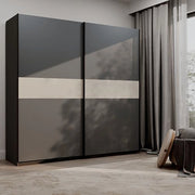 Armadio Camera da Letto Nalika, Guardaroba 2 Ante 2 Ripiani, 200x204h cm Nero Antracite