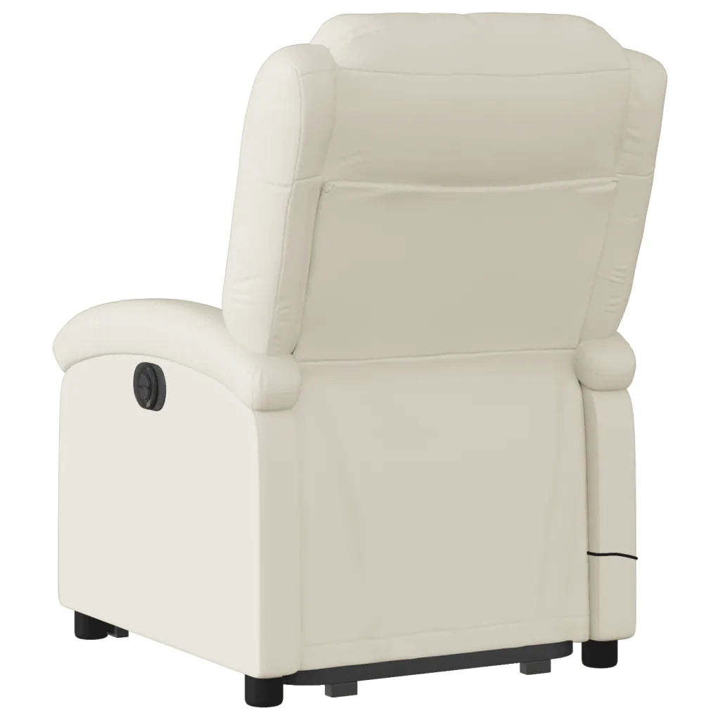 Poltrona | Sedia Relax Alzapersona Reclinabile Massaggio Crema Similpelle