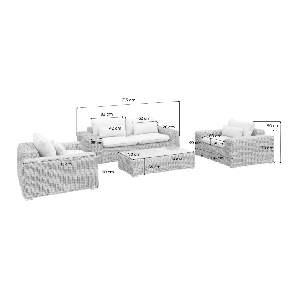 Salotto da giardino in resina extra large, 4 posti, beige