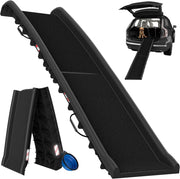 Rampa per Cani Auto Pieghevole Antiscivolo 156x40cm Capacità 90KG con Maniglia di Trasporto Ciotola Catarifrangenti Scivolo Pedana Bagagliaio Rampe
