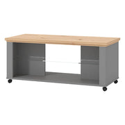 Zeme, Tavolino da Salotto 2 Vani, 114.5x50.5x49h cm Marrone Rovere Nodi