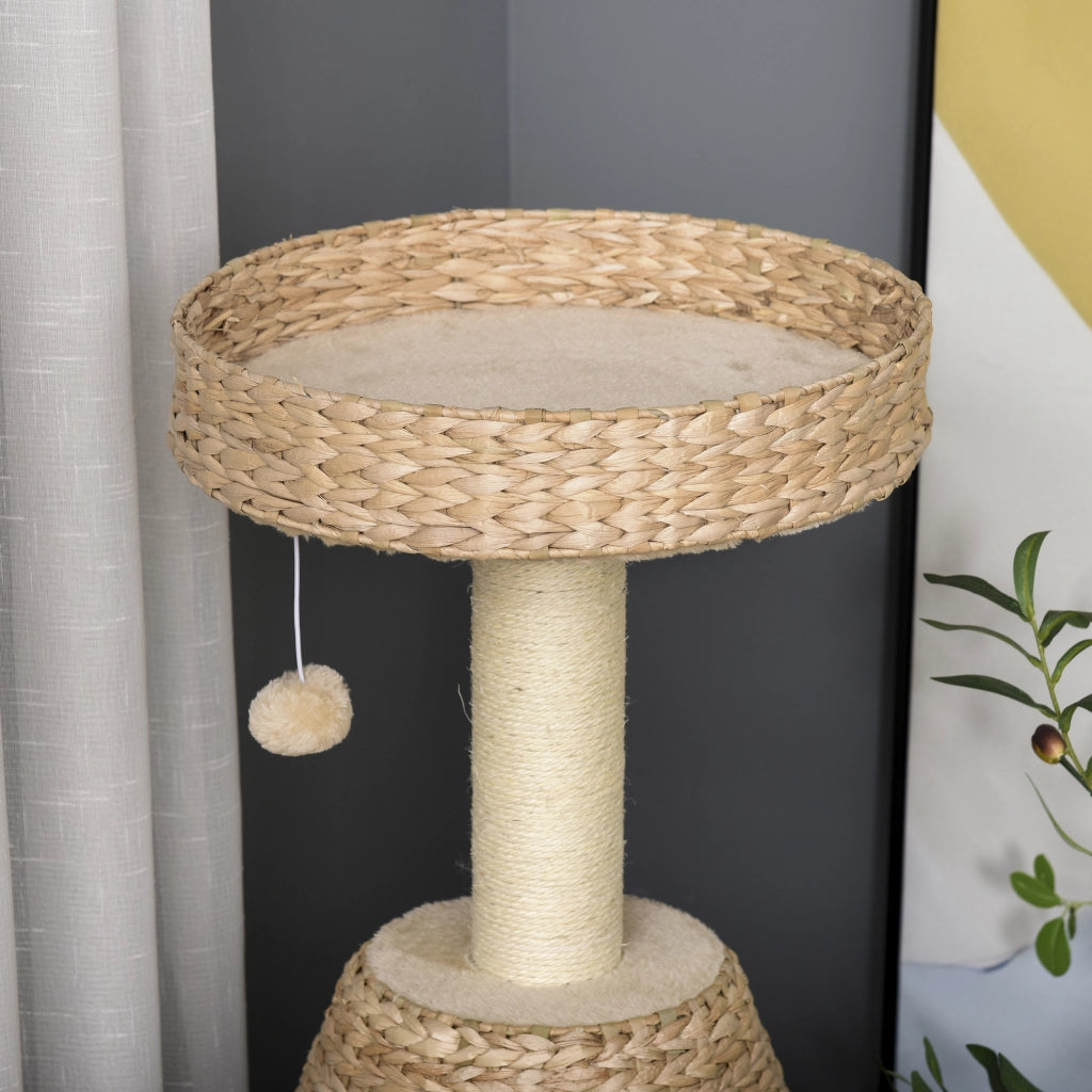 Albero tiragraffi per gatti con tana e giocattolo ¨C zephmum ¨C giallo 82.5 cm