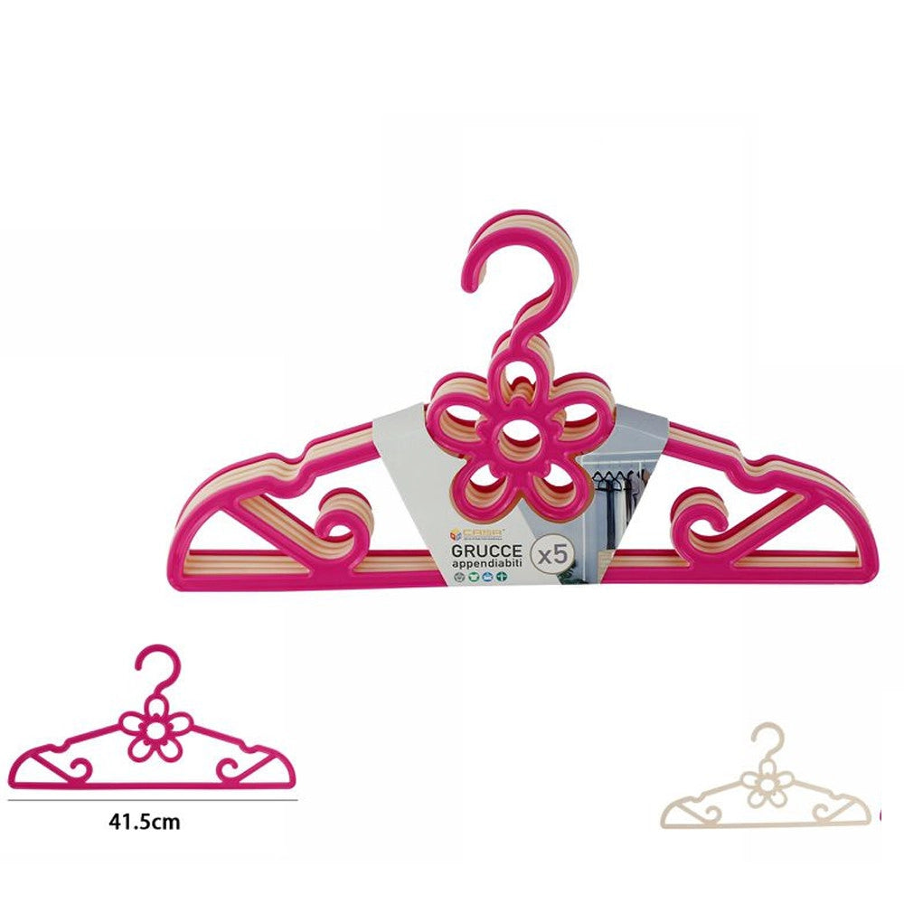 Trade Shop - Set 5 Grucce Appendiabiti Fashion Fiore Colorate Camicie Shirt Giacca Stampelle -