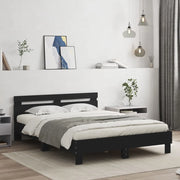 Giroletto con Testiera e LED-Struttura Letto con testiera Nero 140x190 cm