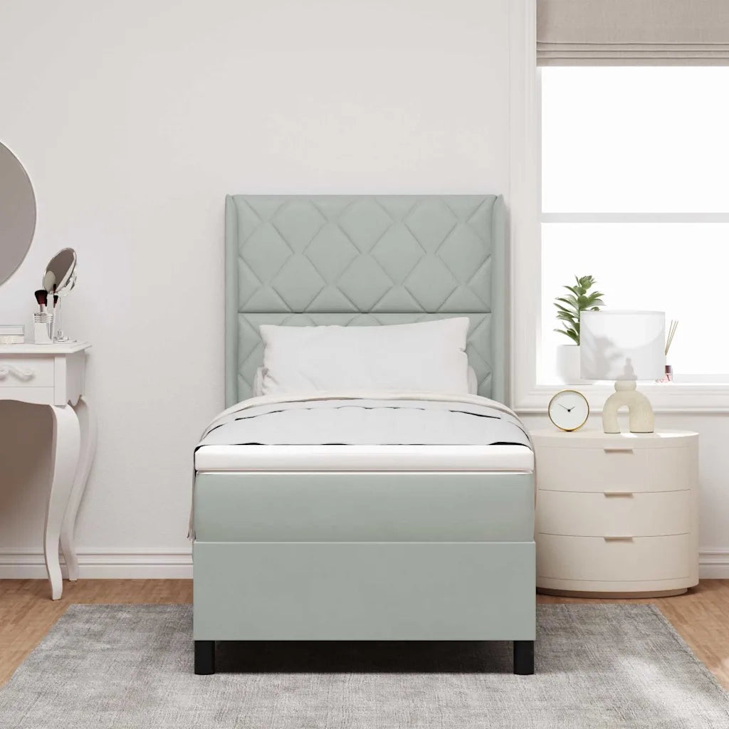 Letto a molle con testiera Grigio chiaro 100 x 200 cm Velluto 3343910