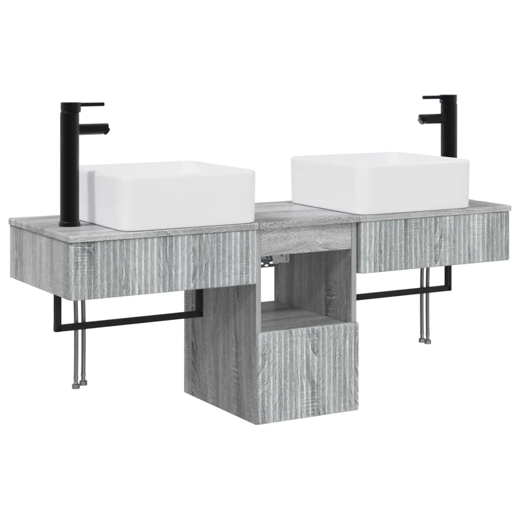 Set di mobili per il bagno 3 pz Sonoma grigio 3405603