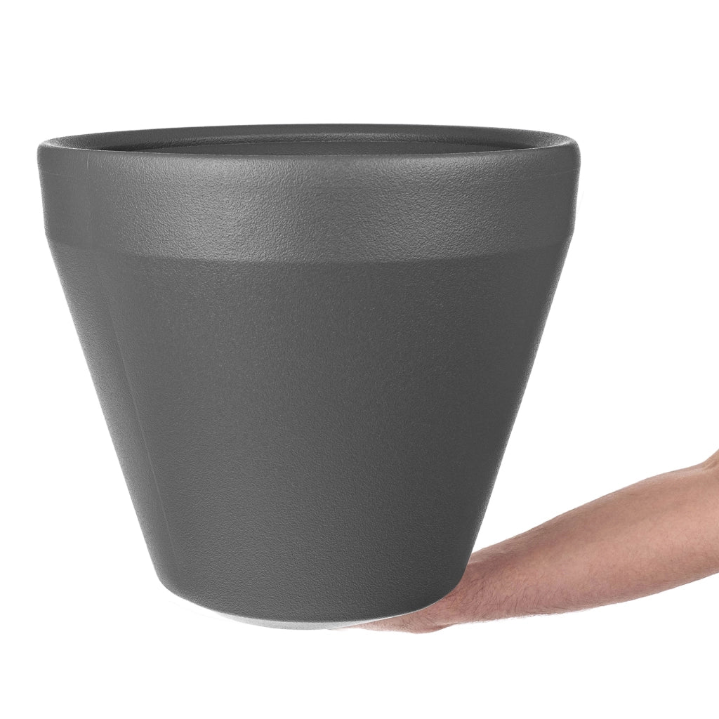 Vaso da fiori KADAX, grande, rotondo, per giardino e terrazzo, color antracite, 39 cm