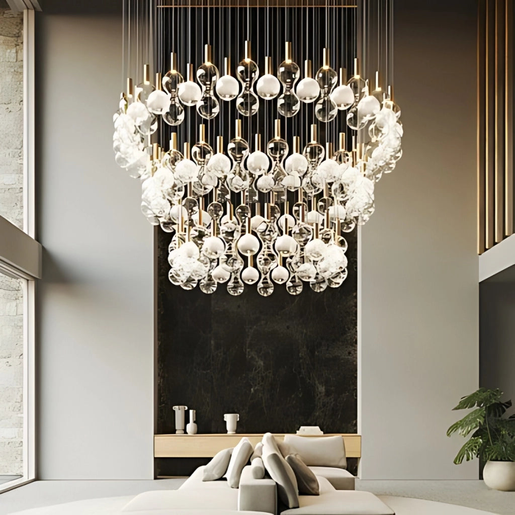 Zafferano Lampada a sospensione Sfer'Otto con diffusore in vetro borosilicato soffiato, finitura Oro e Trasparente sabbiato, LED 8W 3000K IP40