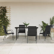 Set da Pranzo da Giardino 5 pz Nero in Acciaio e Textilene 3200704