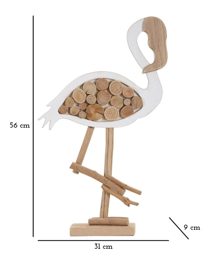 Decorazione Flamingo Nature 31x9x56 cm in Tanoak e Compensato