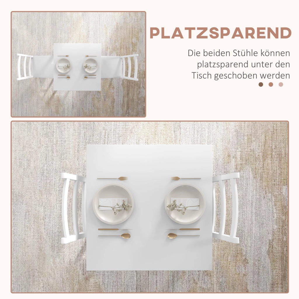 Set Tavolo da Pranzo con 2 Sedie ¨C Xylo ¨C Legno Massello Bianco