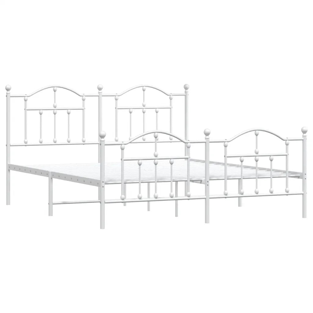 Giroletto con Testiera e Pediera-Struttura Letto Metallo Bianco 183x213 cm 345870