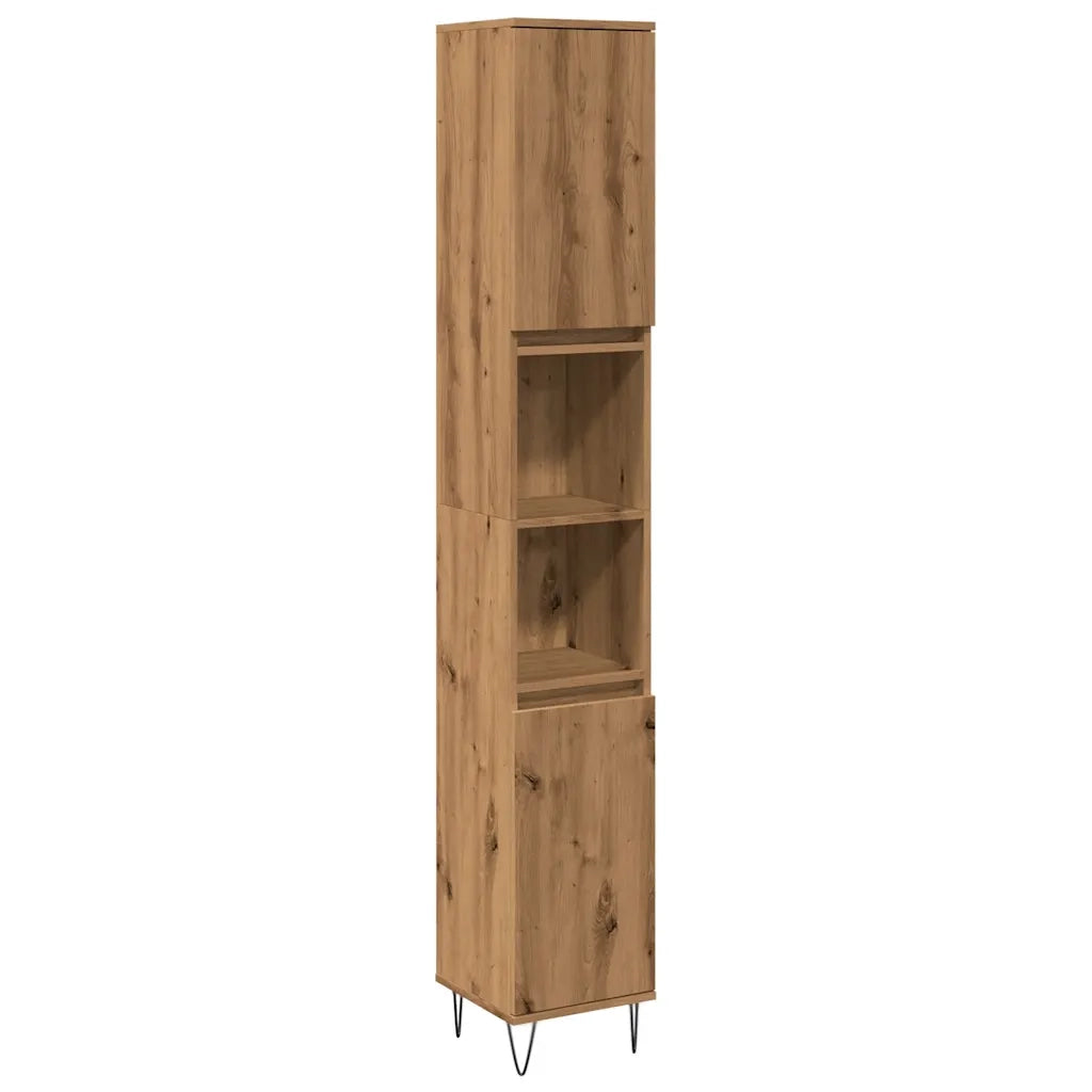 Mobiletto da bagno classico 30 x 30 x 190 cm in legno di rovere ingegnerizzato finitura artigianale 02_0051080