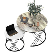 Tavolino da caff¨¨ rotondo ¨C zephmum ¨C effetto marmo, metallo, grigio e bianco, ? 70/44,5 cm