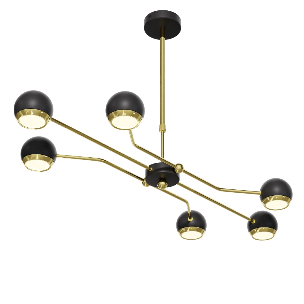 Lampada a sospensione TIANA 6 luci nero oro GU10 Jupiter