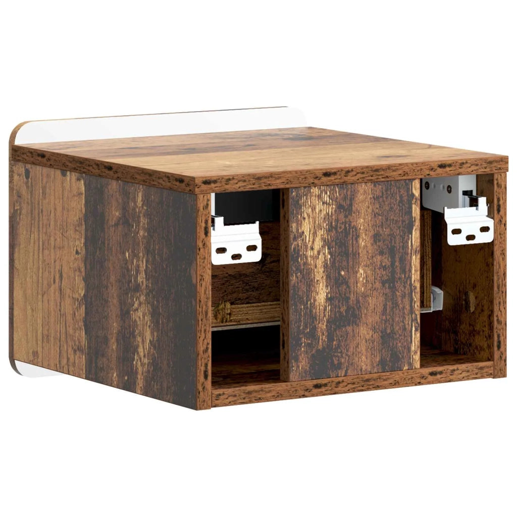Mobiletto da notte a muro 2 pcs Legno antico 33 x 34,5 x 24 cm 898272