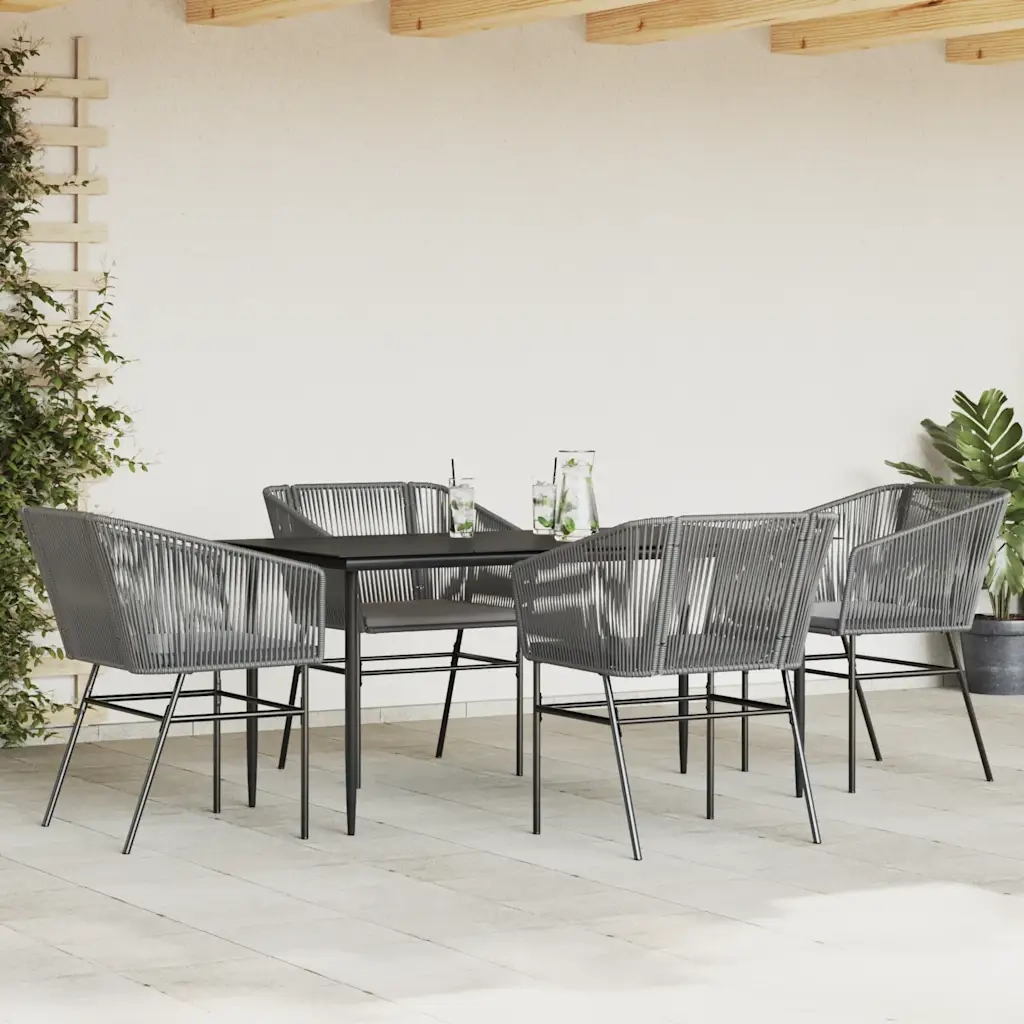Set da Pranzo da Giardino 5 pz | Set Salotto da Giardino con Cuscini Polyrattan Vetro