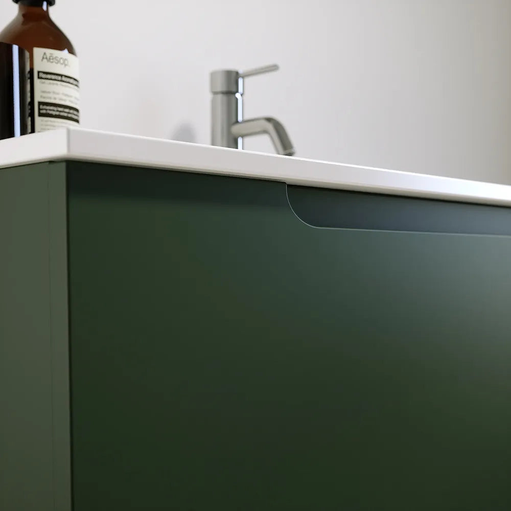 Mobile bagno sospeso 60 cm un cassetto verde foresta opaco con lavabo | Ardenne
