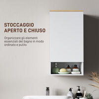 Armadietto Bagno Pensile a Muro 40x27x77 cm con Mensole Regolabili in Legno e MDF Bianco