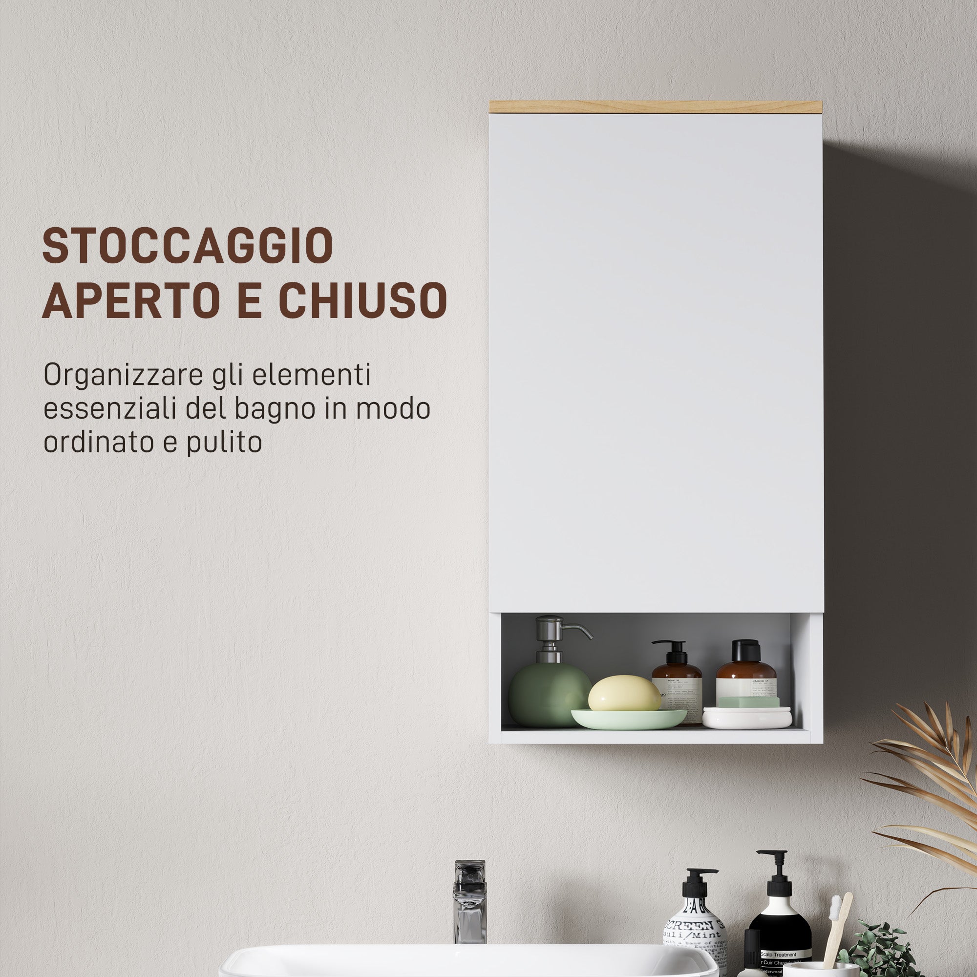 Armadietto Bagno Pensile a Muro 40x27x77 cm con Mensole Regolabili in Legno e MDF Bianco