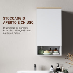 Armadietto Bagno Pensile a Muro 40x27x77 cm con Mensole Regolabili in Legno e MDF Bianco