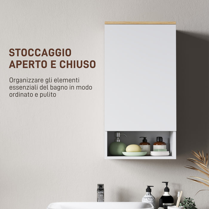 Armadietto Bagno Pensile a Muro 40x27x77 cm con Mensole Regolabili in Legno e MDF Bianco
