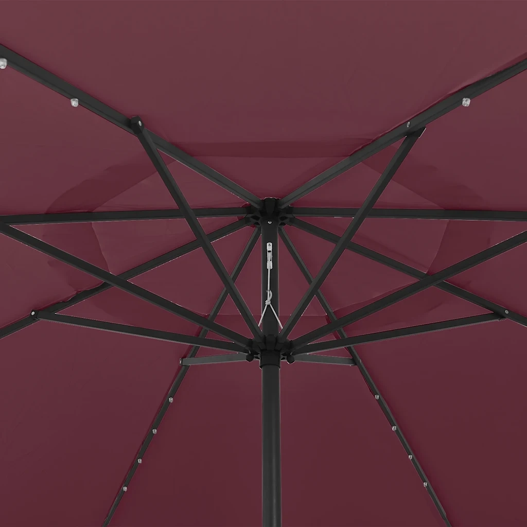 Ombrellone da Giardino con Luci LED 400 cm Rosso Bordò 312534