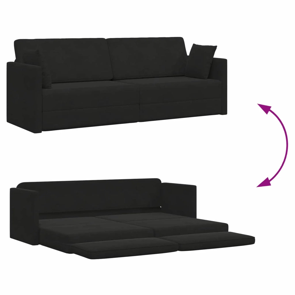 Divano-letto | Sof¨¤ letto | Letto singolo da pavimento Nero 213 x 70 x 77 cm Velluto