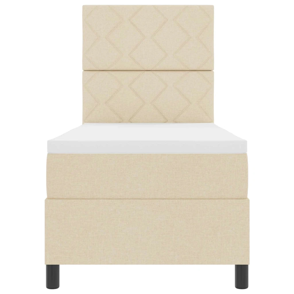 Letto a molle con materasso Crema 80 x 200 cm Tessuto 3339425