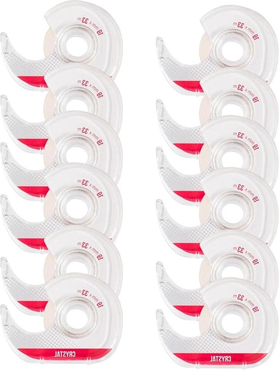 Dispensatore di adesivo con 12 pezzi di adesivo - 19 mm largo 33 m lungo 38 micron - per ufficio, home office, scuola e università - colore misto