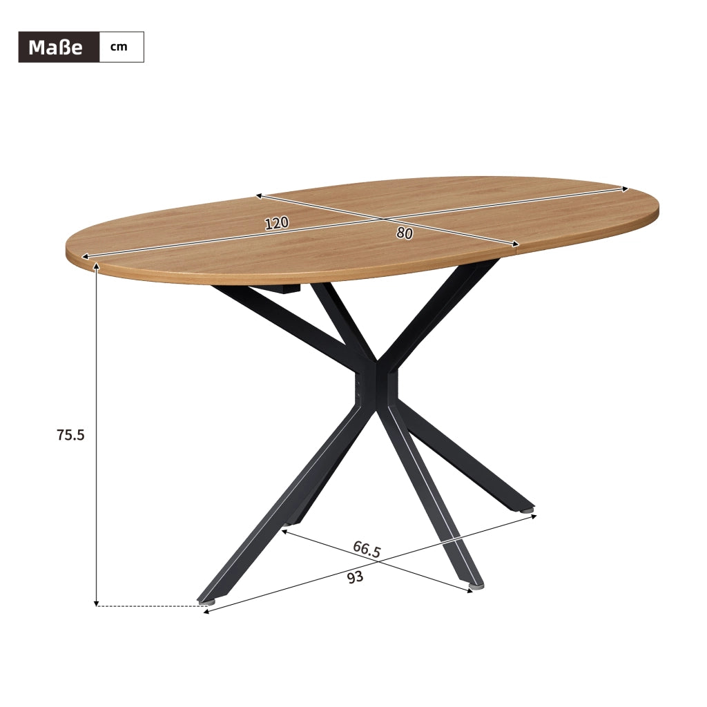 Tavolo da pranzo moderno in MDF colore naturale, per 4-6 persone, struttura stabile con gambe incrociate