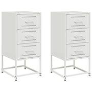 Set di 2 Comodini | Armadio da Notte | Mobiletto da notte Bianchi 36x39x78 cm in Acciaio
