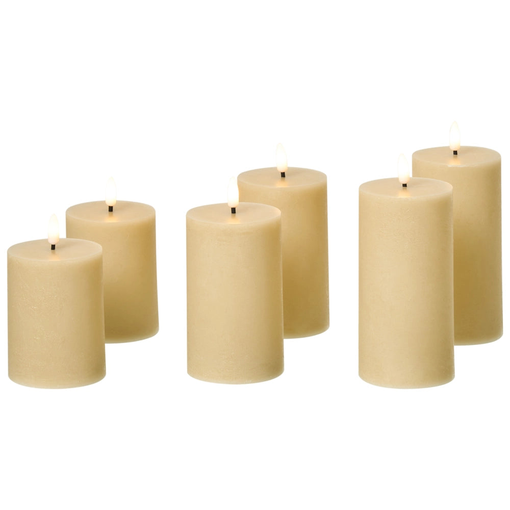Set di 6 decorazioni a LED Candele di plastica di paraffina beige Accessorio stagionale Decorazione per la casa con luci