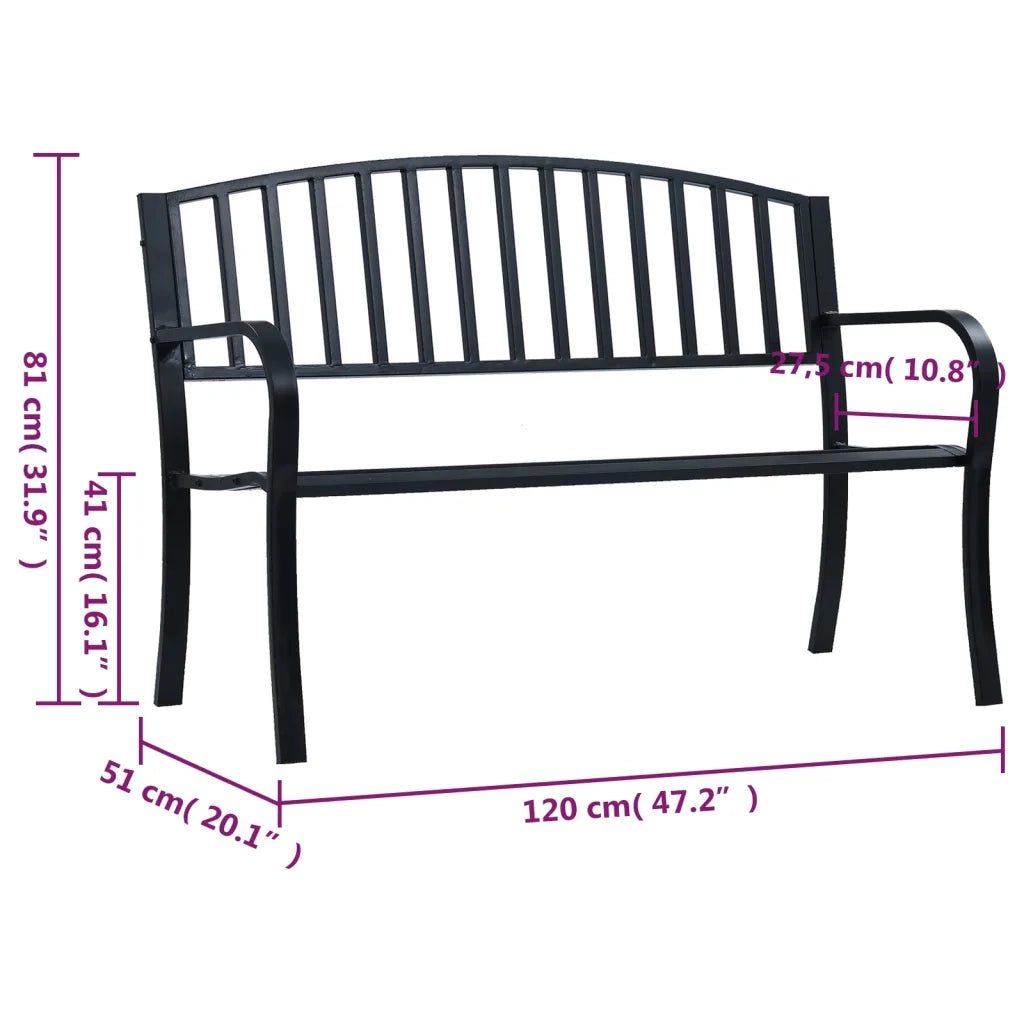 Panca da Giardino Nera 120 cm Acciaio 319580