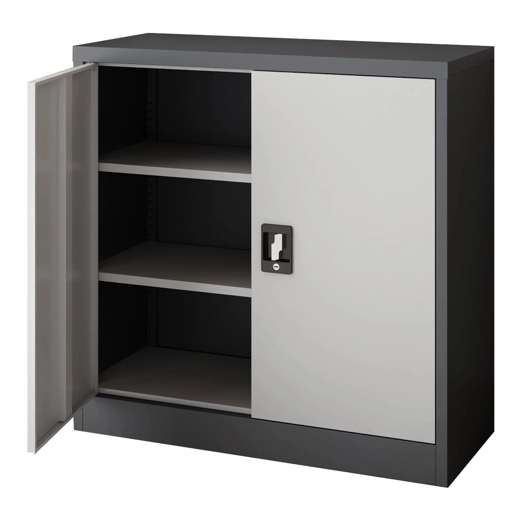 Armadio da ufficio armadietto da ufficio mobile contenitore per soggiorno ufficio camera da letto officina acciaio laccato 90 x 40 x 90 cm grigio scuro e grigio chiaro 03_0006323