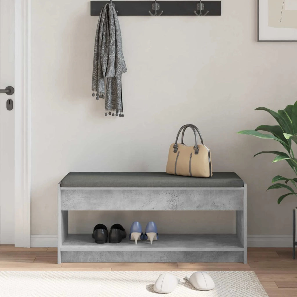 Panca per ingresso con cuscino Grigio Cemento 103 x 38 x 45 cm