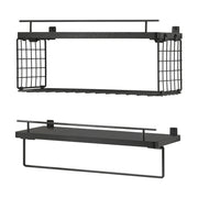 Set di 2 mensole da parete mobiletto moderno per bagno nero 03_0009761