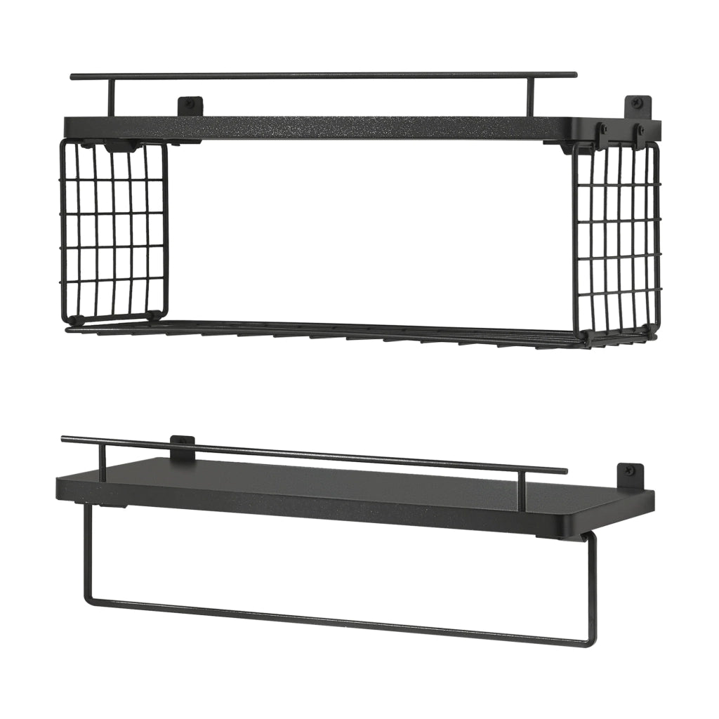 Set di 2 mensole da parete mobiletto moderno per bagno nero 03_0009761