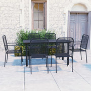 Set da Pranzo da Giardino 7 pz Nero in Vetro e Acciaio cod mxl 53718