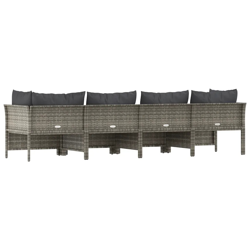 Set da giardino 4 pz | Set Salotto da Giardino con cuscini grigio in polyrattan