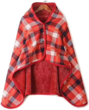 Fleece decongestionante per sedie a rotelle con bottone e tasche per donne - coperta per ginocchia invernale in rosso