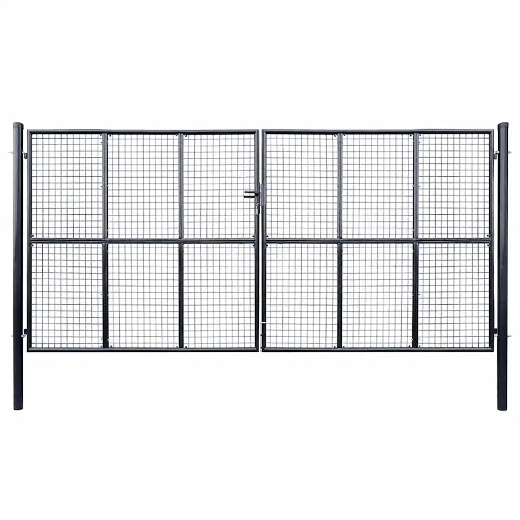 Cancello per Giardino in Acciaio Zincato Grigio 400x175 cm  cod mxl 49919