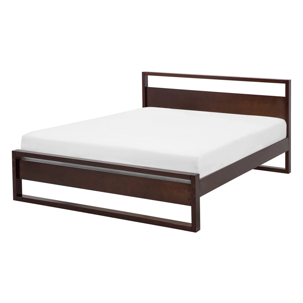 Letto matrimoniale in legno di pino scuro 140 x 200 cm a doghe